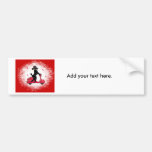 Black Poodle on a  Red Hearts Bumper Stickers