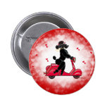 Black Poodle on a  Red Hearts Button