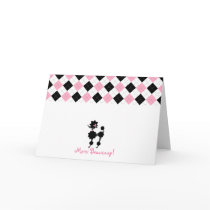 Black Poodle Pink & Black Argyle Thank You Card