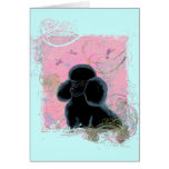 Black Poodle Portrait with Hummingbird.