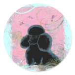 Black Poodle Portrait with Hummingbird.