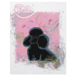 Black Poodle Portrait with Hummingbirds