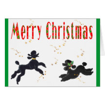 Black Poodles Playing Merry Christmas Note Cards
