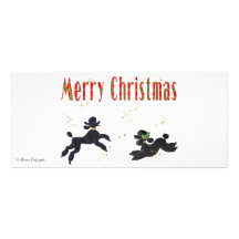 Black Poodles Playing Merry Christmas Rack Card