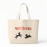 Black Poodles Playing Merry Christmas Tote Bag