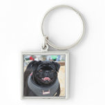 Black Pug Dog keychain