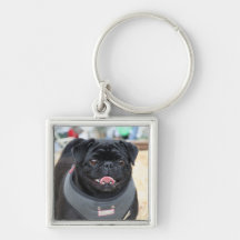 Black Pug Dog keychain