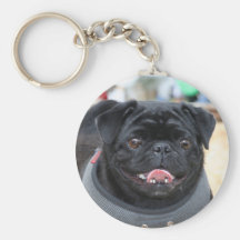 Black Pug Dog Keychains