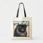 Black pug tote bag