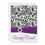 Black Purple & White Damask Wedding Invitations