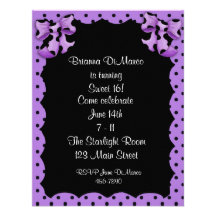 Black PurplePolka Dot Invitation