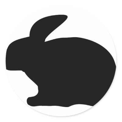 black rabbit icon round sticker by Tomaniac