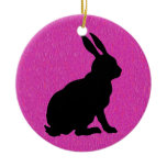 Black Rabbit Silhouette on Pink