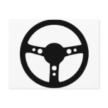 black racing steering wheel icon postcards