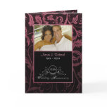 Black & Raspberry Damask 12th Wedding Anniversary Cards