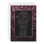 Black & Raspberry Damask 12th Wedding Anniversary Invitations