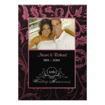 Black & Raspberry Damask 12th Wedding Anniversary Invite