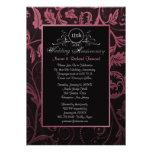 Black & Raspberry Damask 12th Wedding Anniversary Invitations