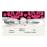 black raspberry red pink mod damask business cards