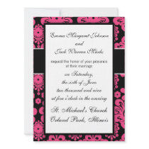 black raspberry red pink mod damask design personalised invitation