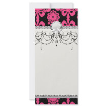 black raspberry red pink mod damask custom rack cards