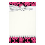black raspberry red pink mod damask stationery