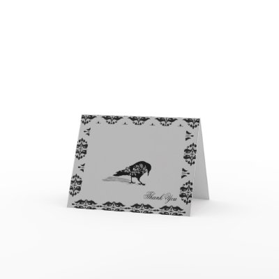 Black Raven Gothic Frame Wedding Thank You Cards by NoteableExpressions