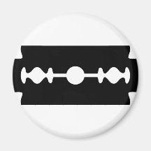 black razor blade fridge magnet