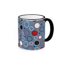 Black Red Blue White Circles Pattern Coffee Mug
