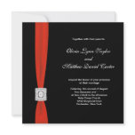 Black Red Bow Red Black Wedding Personalized Invites