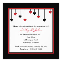 Black & Red Heart Engagement Invitation