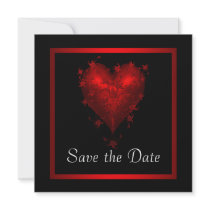 Black Red Heart Save The Date Wedding