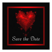 Black Red Heart Save The Date Wedding Personalised Announcement