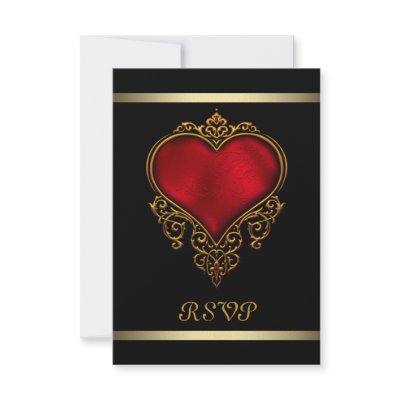 Black Red Heart Wedding by InvitationCentral