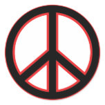 Black & Red Peace Symbol Round Stickers