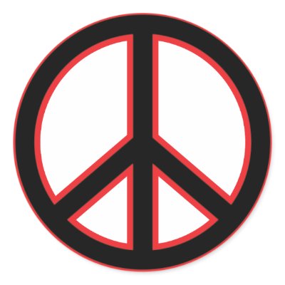 Black & Red Peace Symbol Round Stickers by chmayer