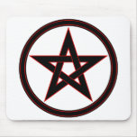 Black & Red Pentacle Mouse Mat