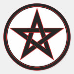 Black & red pentacle round sticker