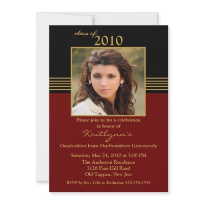 Black & Red Photo Graduation Invitation by celebrateitinvites