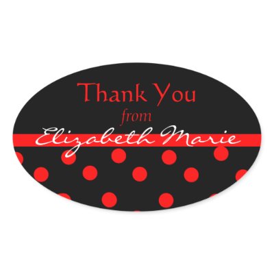 Black & Red Polkadots-Name Oval Stickers by hungaricanprincess