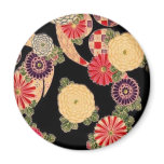 Black Red Purple Asian Floral Magnet