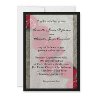 Black/ Red Rose Petals Beach Wedding Invitations by CustomInvites