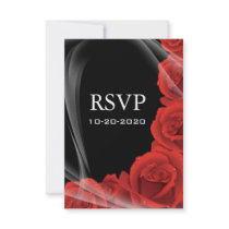 Black & Red Rose Wedding RSVP Response Cards