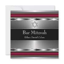 Black Red Star of David Bar Mitzvah