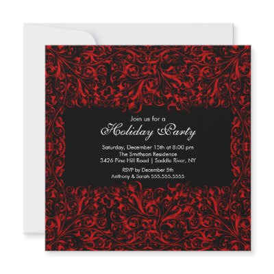 Black & Red Vintage Holiday Party Invitation by celebrateitholidays