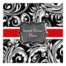 Black red white engagement wedding personalized invitation