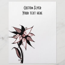Black Red & White Swirly Flower by Naomi Flyer Design