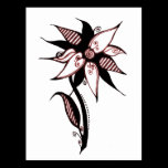 Black Red & White Swirly Flower by Naomi postcards