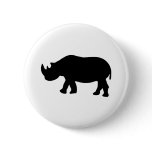 black rhino rhinoceros  illustration pinback button