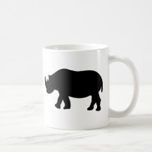 black rhino rhinoceros  illustration coffee mugs